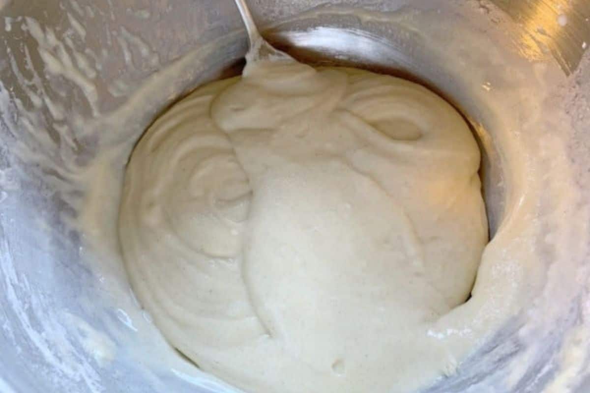 A photo of the wedding cake batter texture.