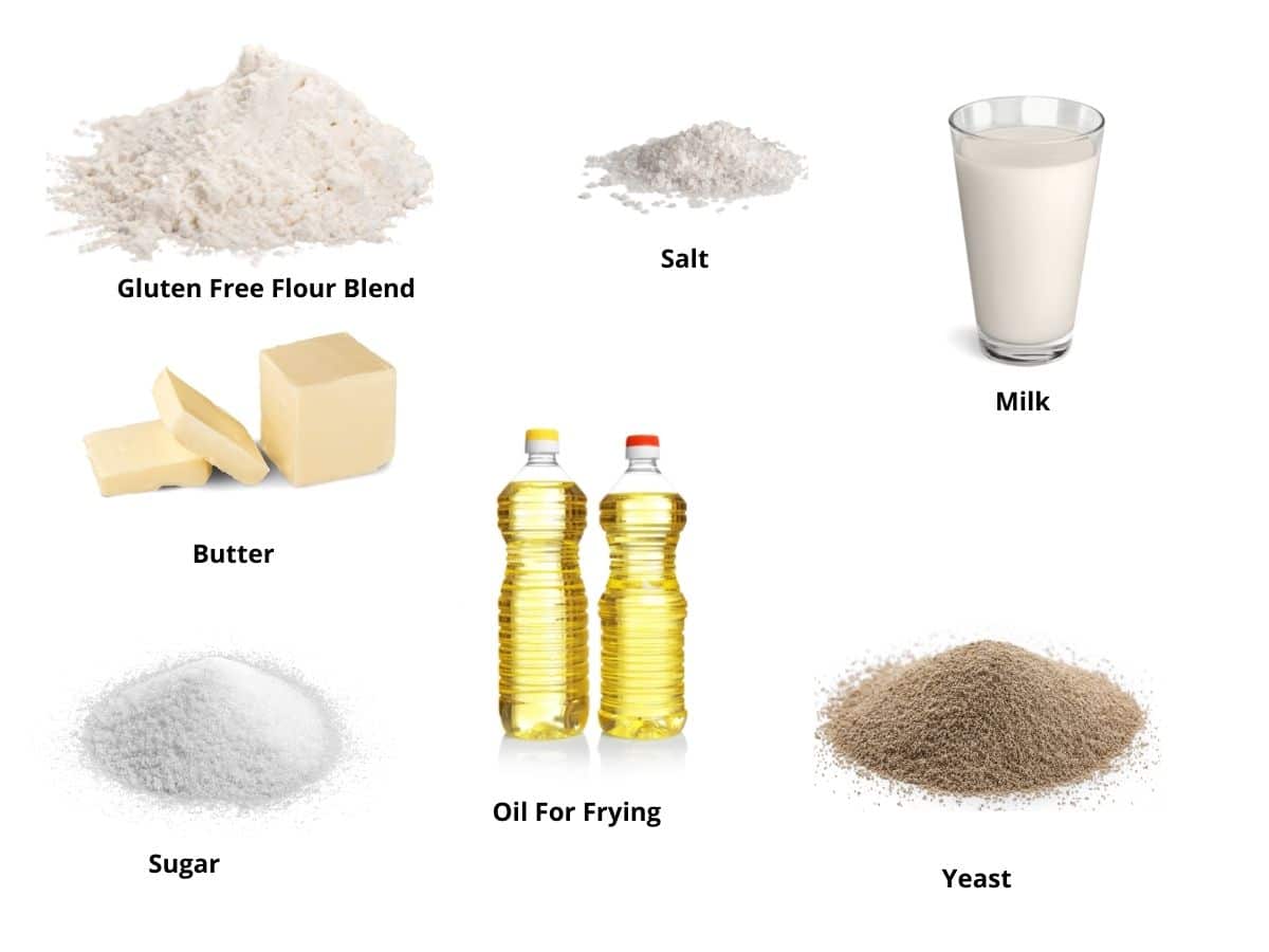 The gluten free yeast donuts ingredients photo.