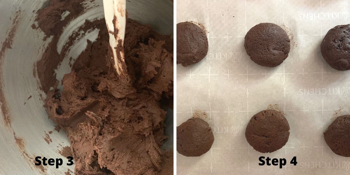 photos of steps 3 and 4 making buckeye cookies.