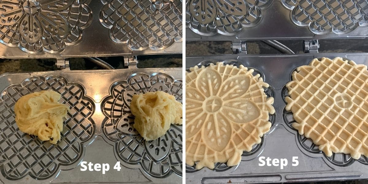 Batter in the pizzelle machine.