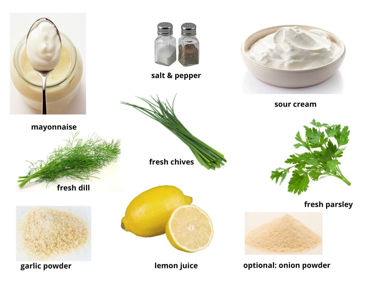 Photos of the ranch dressing ingredients.