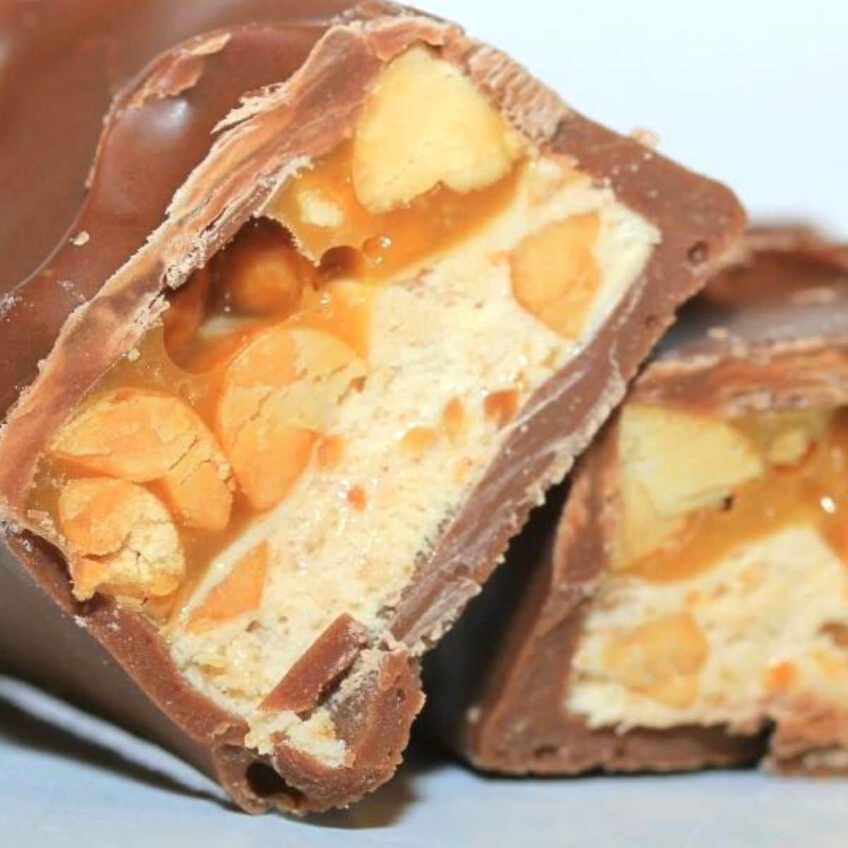 The inside of a snickers bar.