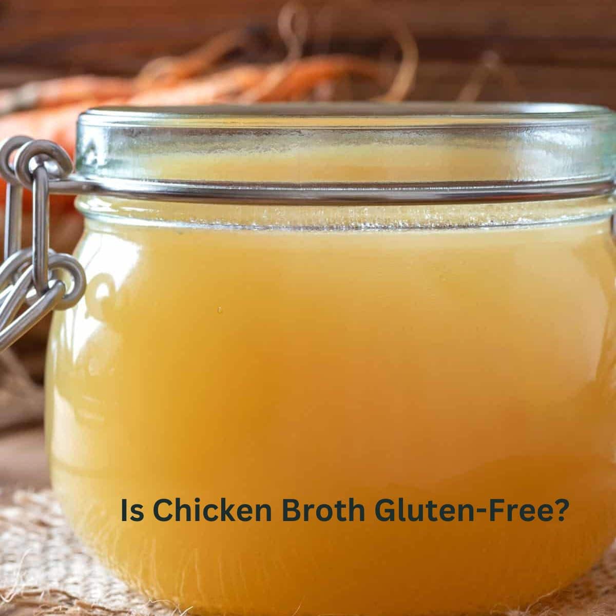 A small mason jar filled with homemade chicken broth.