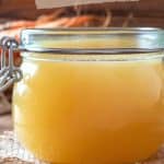 a pin image of chicken broth.