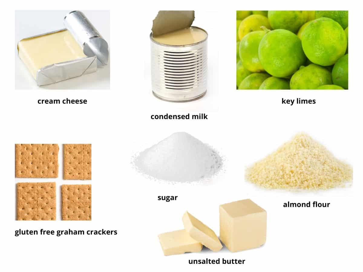 Photos of the key lime pie ingredients.