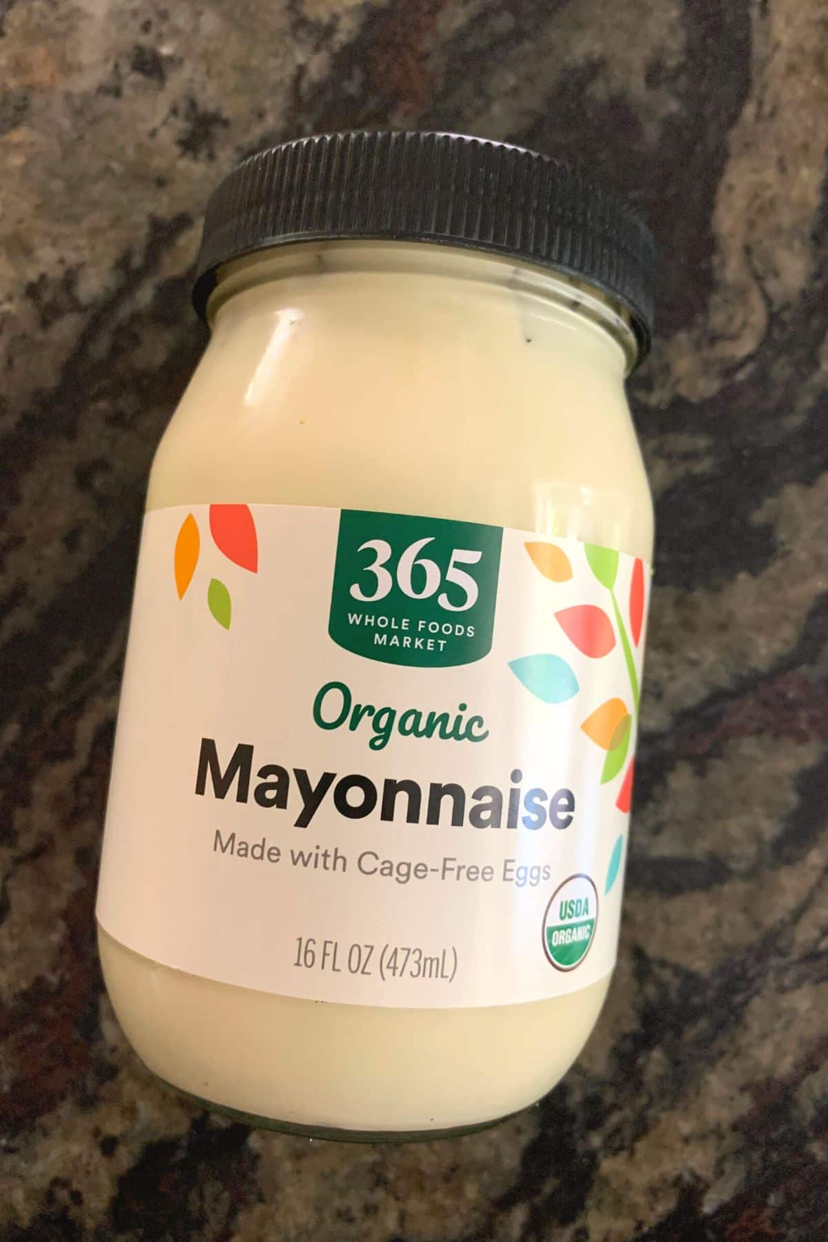 a jar of mayonnaise on the counter.