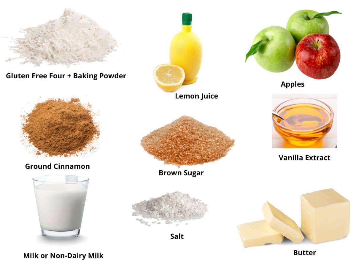 Photos of the apple cobbler ingredients.