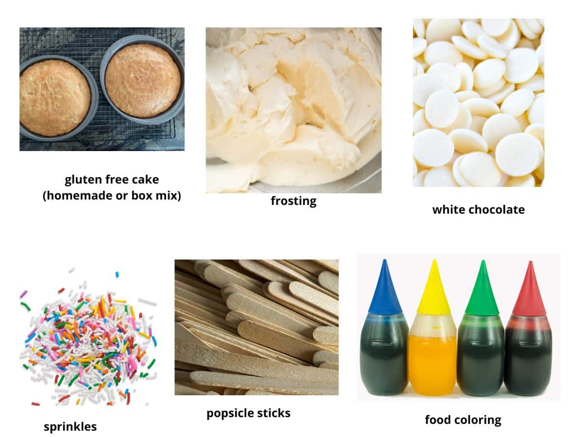 Photos of the cakesicle ingredients.