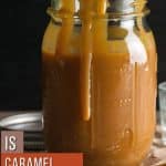 a pinterest image of a jar of caramel.