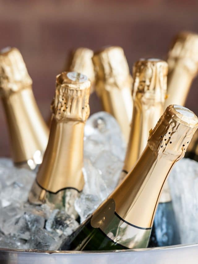 bottles of champagne on ice.