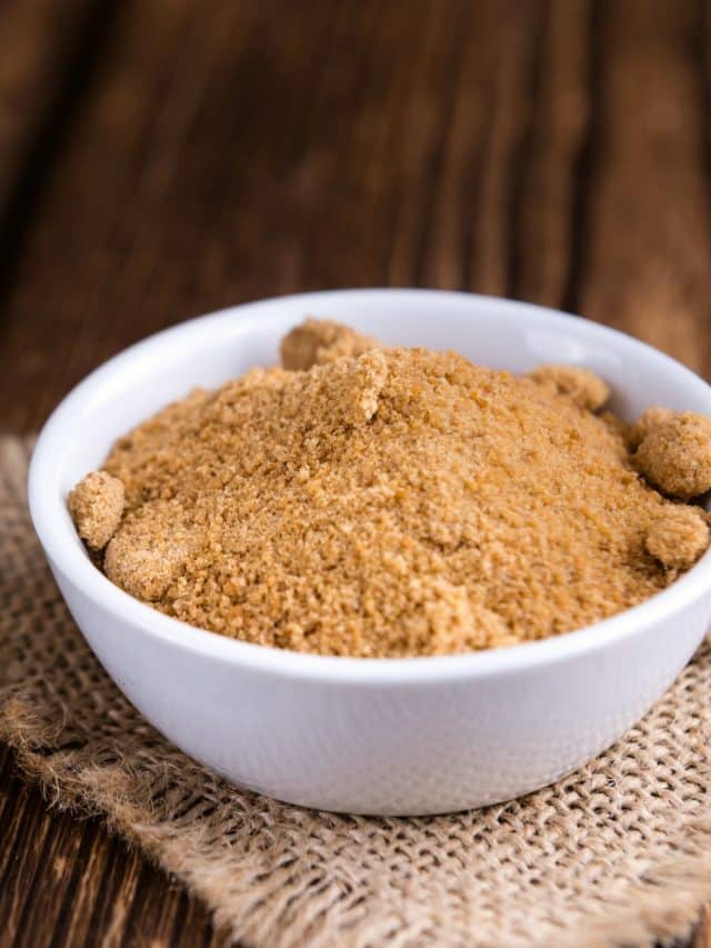 a bowl of coconut sugar on a table.