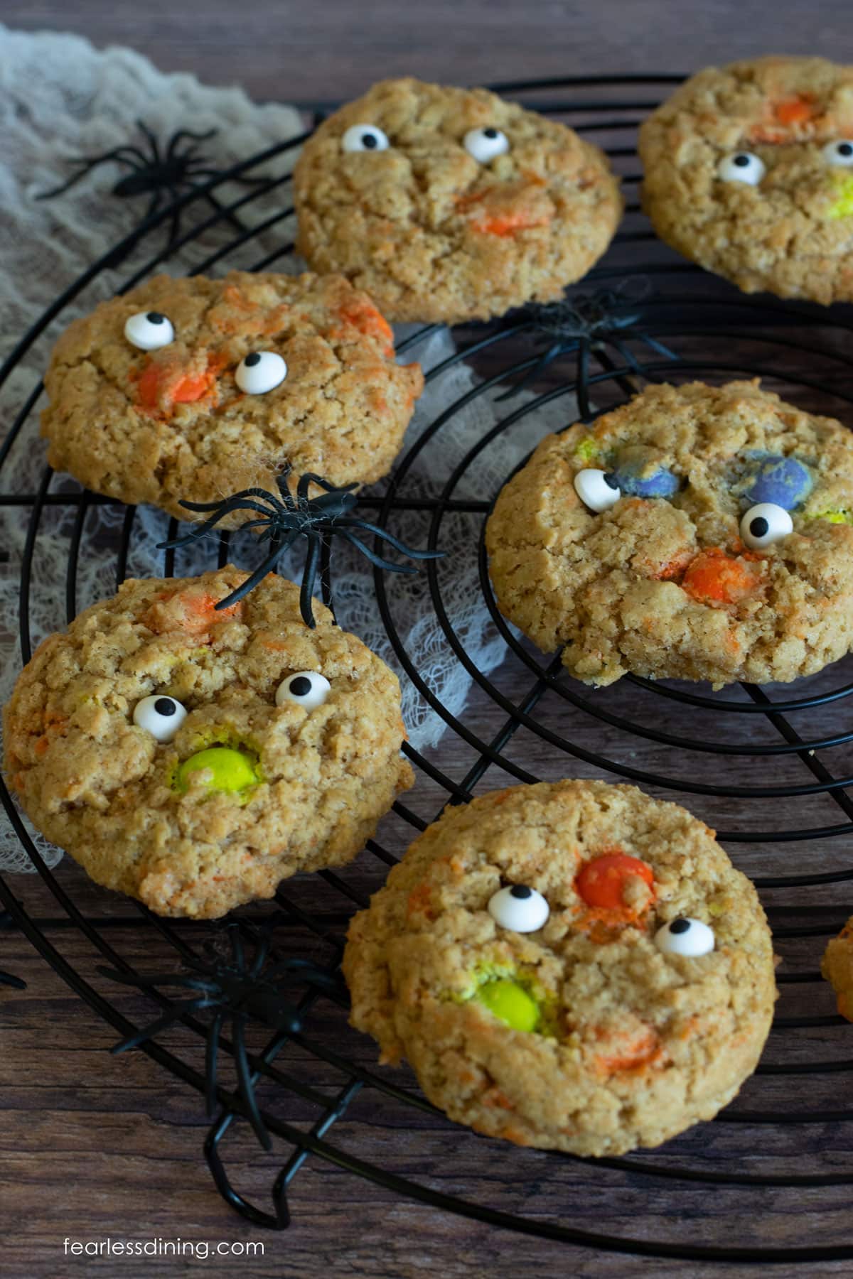 Decorated baked Halloween cookies.