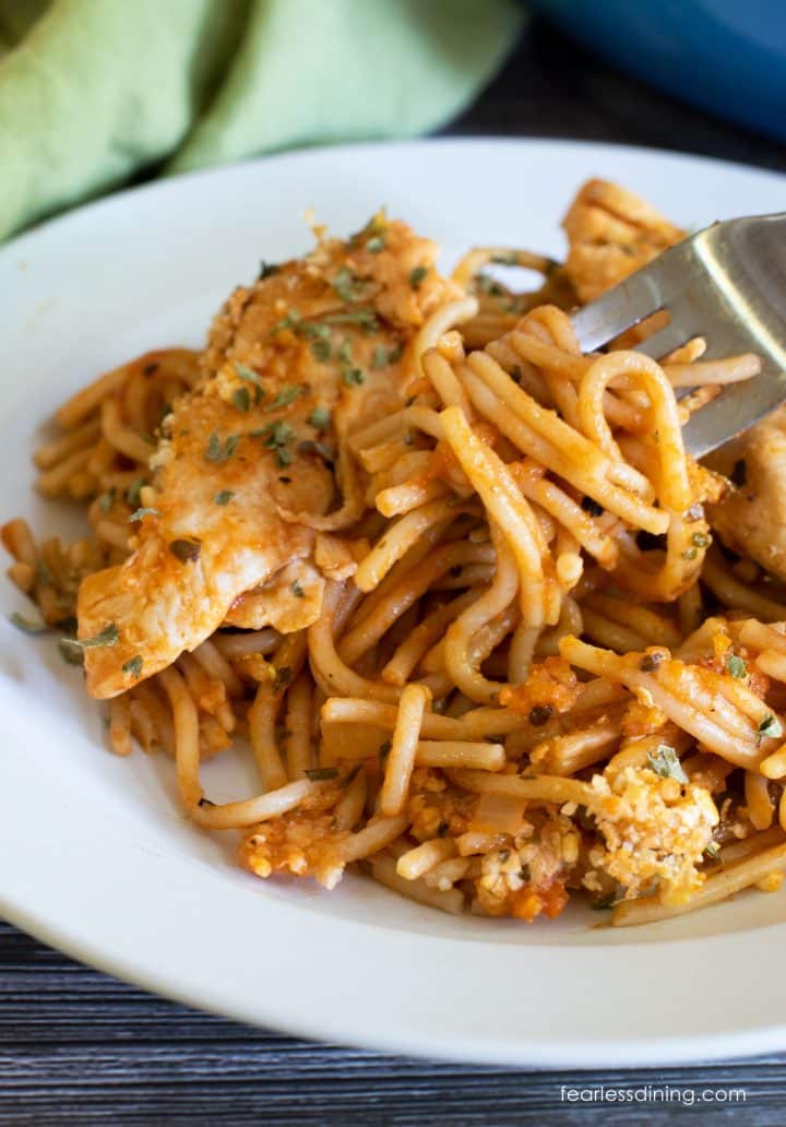 One Pot Gluten Free Chicken Spaghetti - Fearless Dining