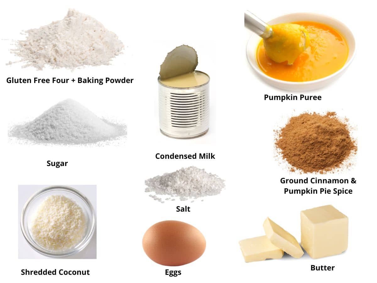 Photos of the pumpkin pie bars ingredients.