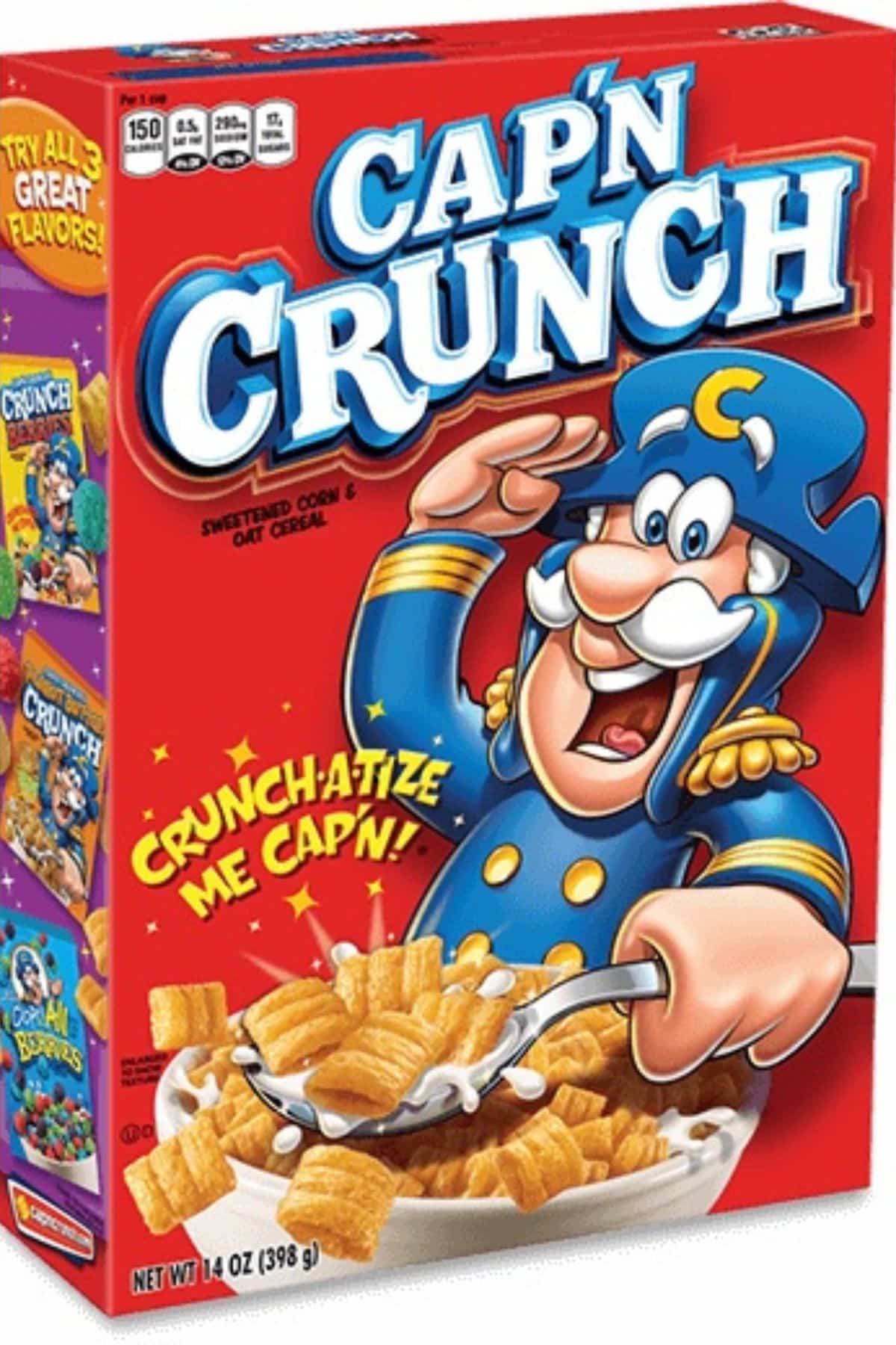 A box of Captain Crunch cereal.
