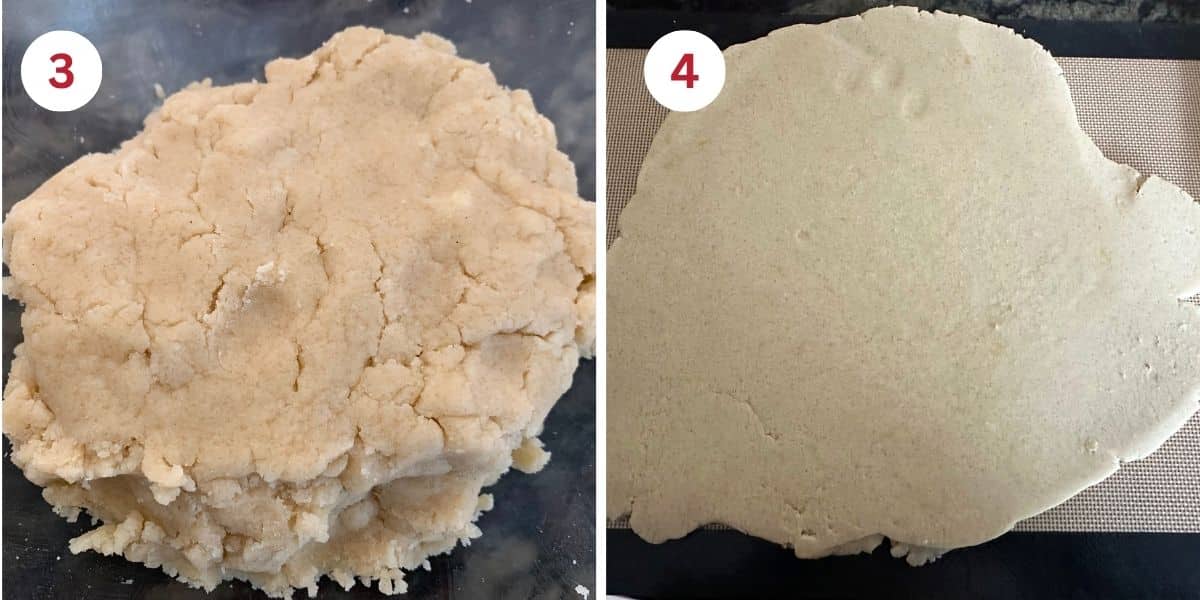 Photos of the cookie dough texture and of the rolled out dough.