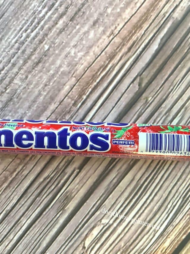 a roll of fruit mentos on a table.
