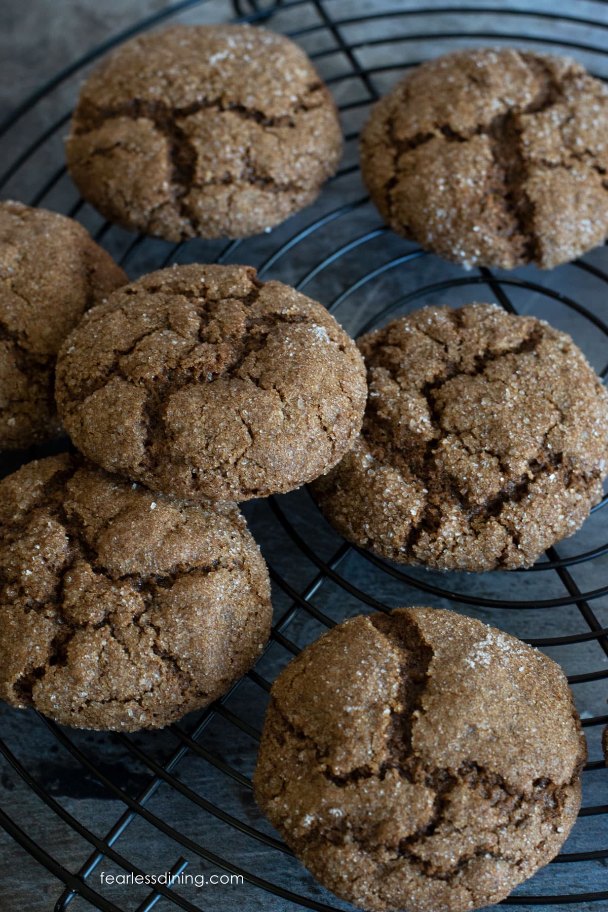 Pumpkin molasses cookies on a rack.