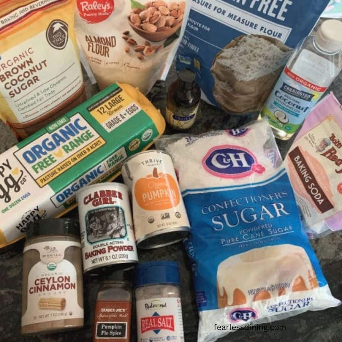 Photo of all of the ingredients used to make this pumpkin recipe.