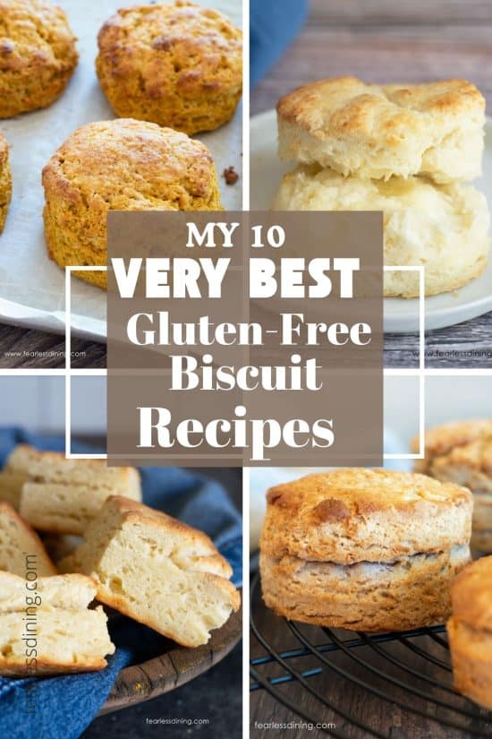 Photos of four of the ten gluten free biscuit recipes in this roundup of biscuit recipes.