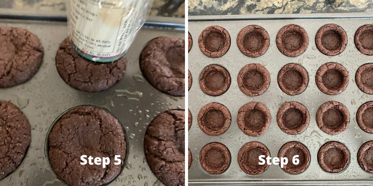 Photos of steps 4 and 5 making cookie cups.