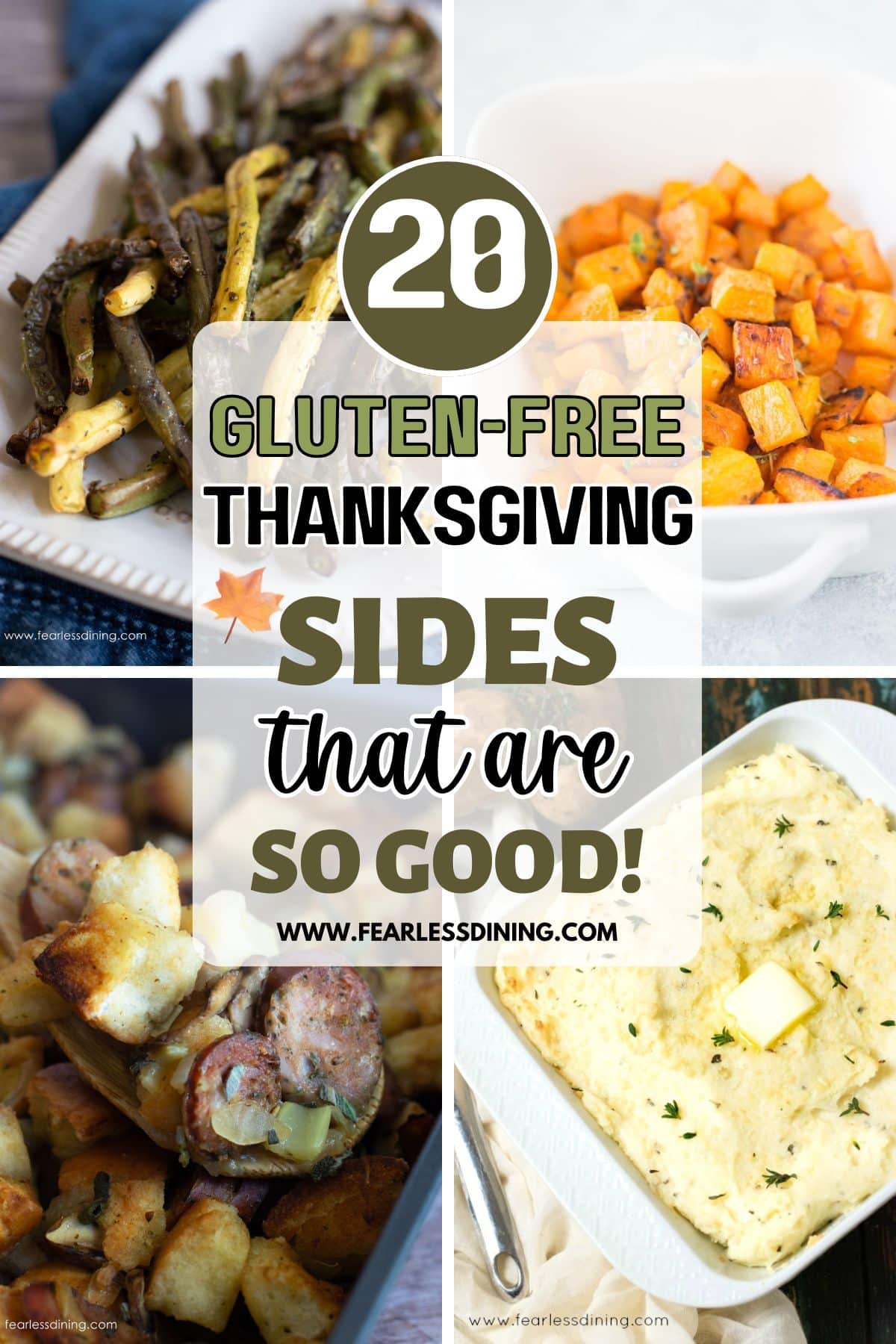 A series of four photos of some of the gluten-free side dish recipes.