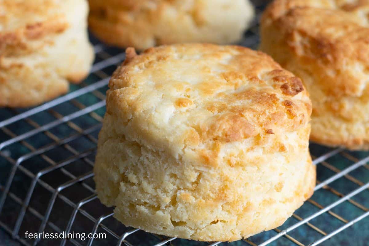 A close up of baked gluten-free biscuits.