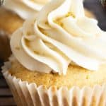 A Pinterest pin image of the eggnog cupcakes.