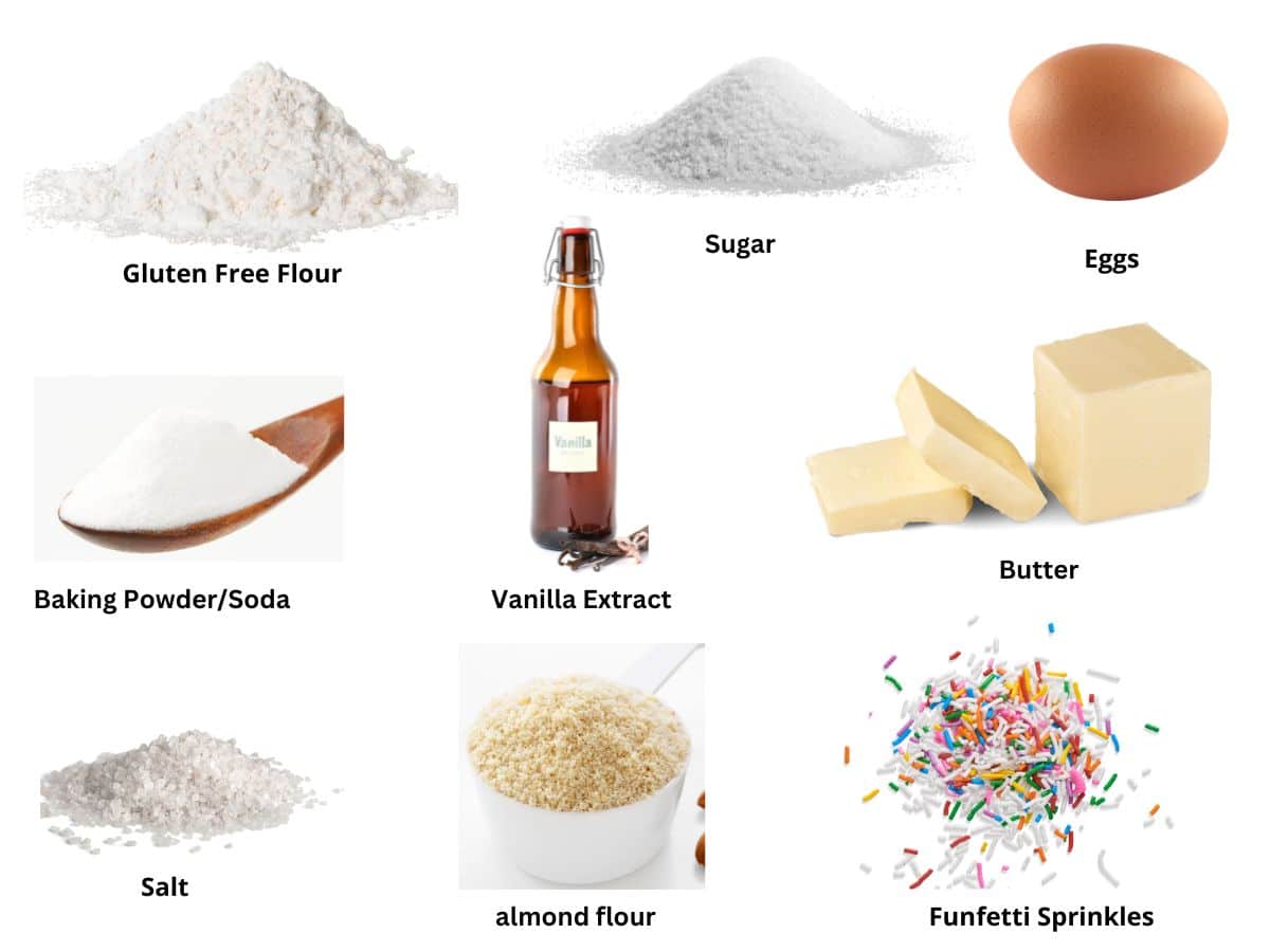 Photos of the funfetti cookie ingredients.