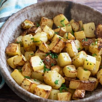 A bowl of roasted rutabagas.