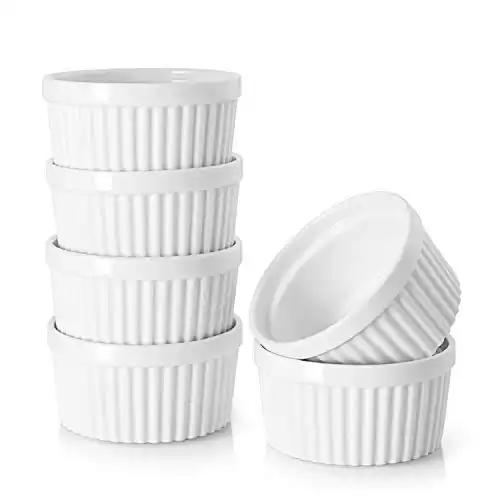 DOWAN 4 oz Ramekins - Porcelain Ramekins Oven Safe, Set of 6, White