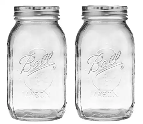 Ball Regular Mouth 32-Ounces Mason Jar with Lids, Pack of 2, Clear