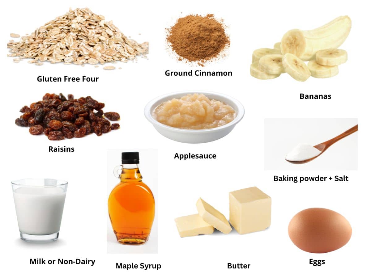 Photos of the ingredients to make baked oatmeal.