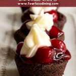 A Pin image of the black forest cookie cups.