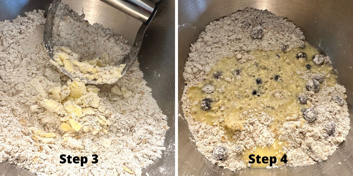 Photos of steps 3 and 4 making the scones.