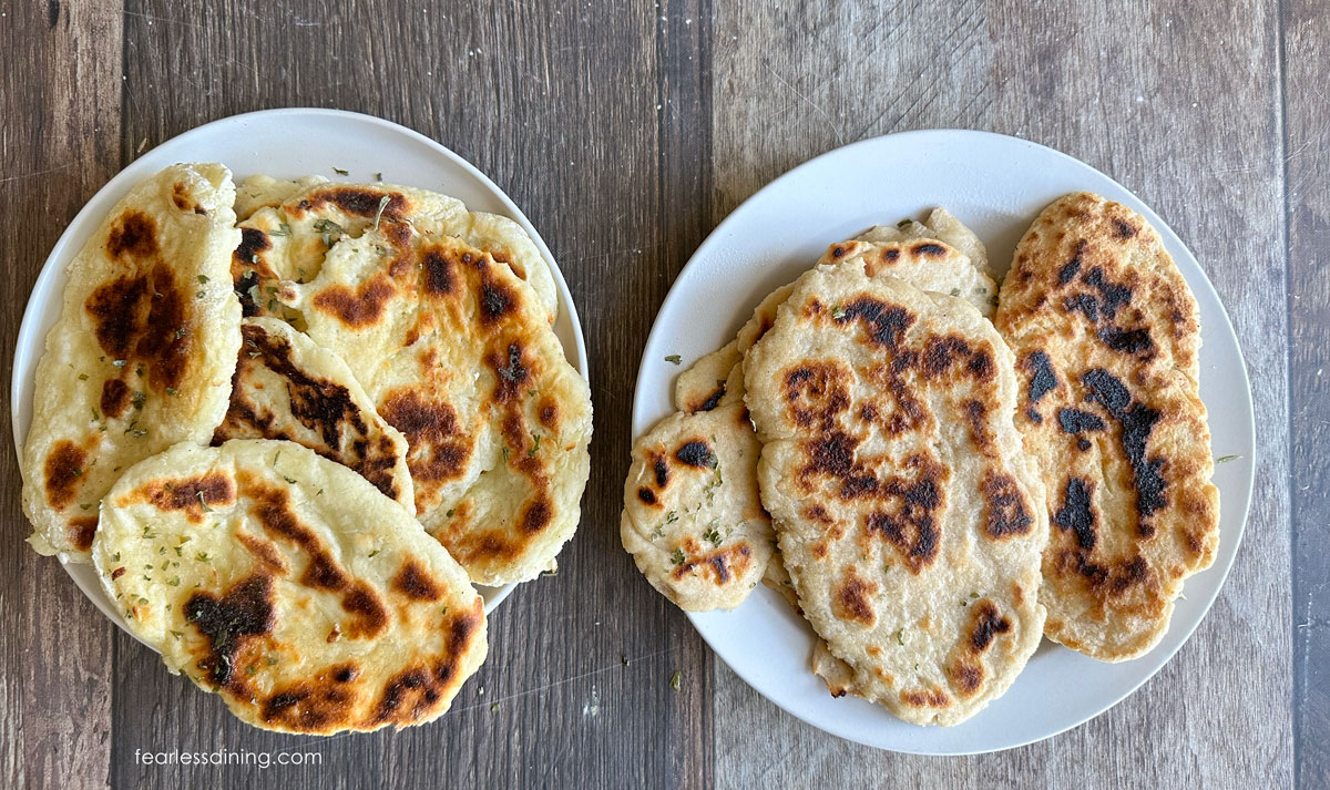 Side by side comparison photos using both gluten free flour blends.