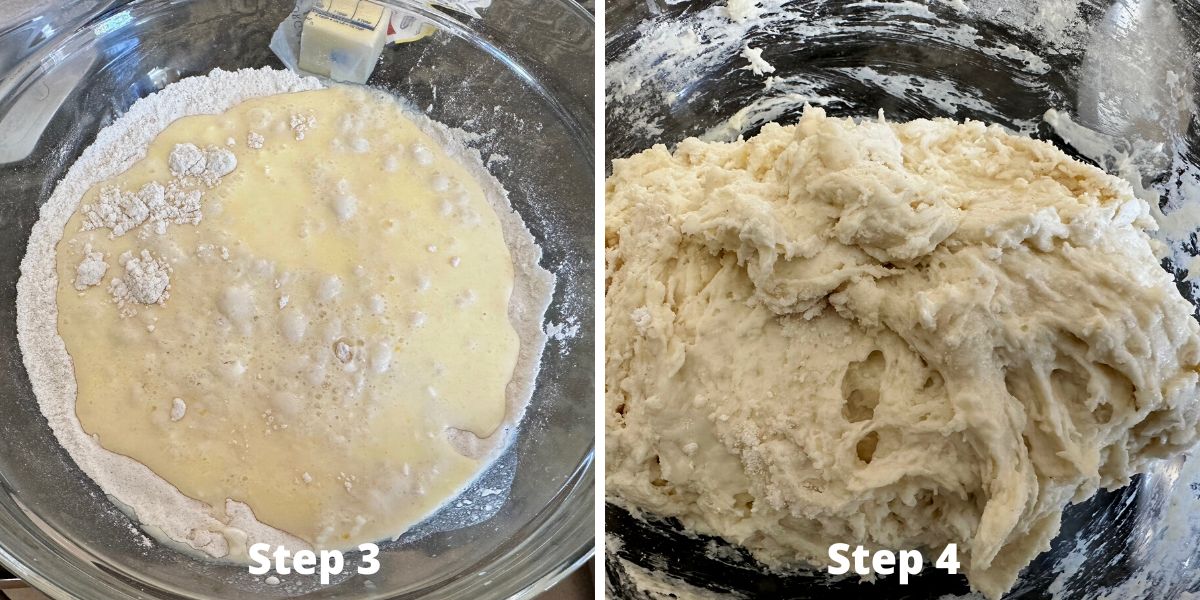 Photos of steps 3 and 4 making gf naan.