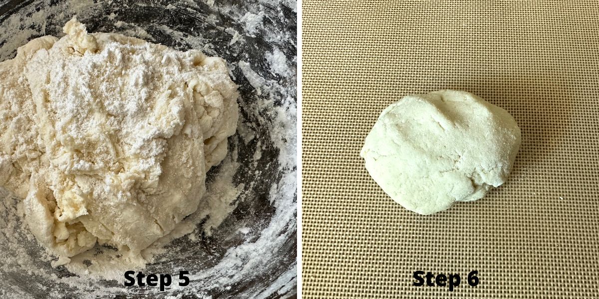Photos of steps 5 and 6 making gluten free naan.