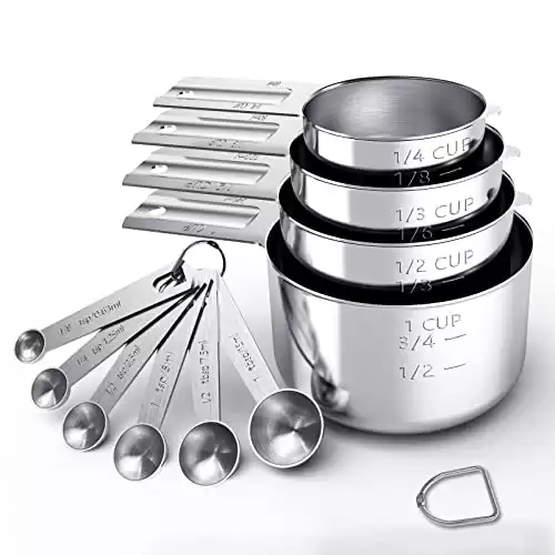 TILUCK Stainless Steel Measuring Cups & Spoons Set, Cups and Spoons