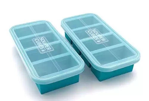 Souper Cubes 1-Cup Extra-Large Silicone Freezing Tray With Lid - Freeze Food Soup Broth Sauce In Perfect 1-Cup Portions