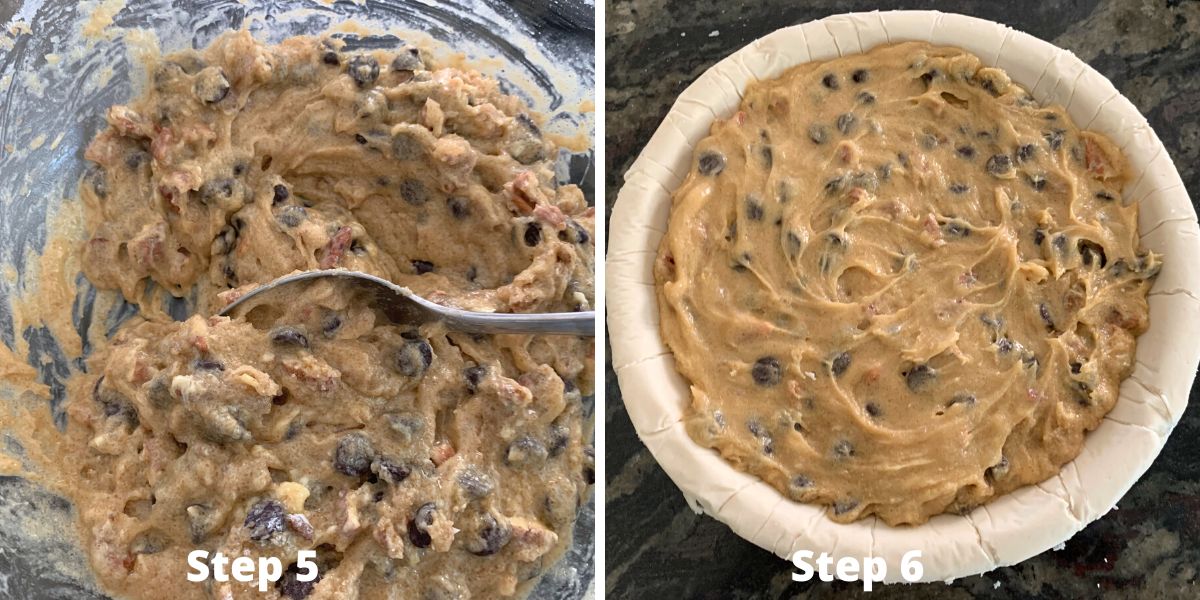 Photos of steps 5 and 6 making the derby pie.