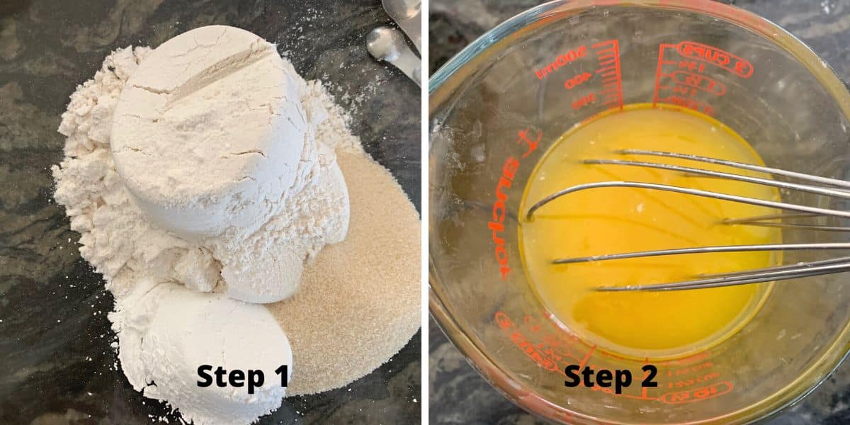 Photos of steps 1 and 2 making funfetti cookie cups.
