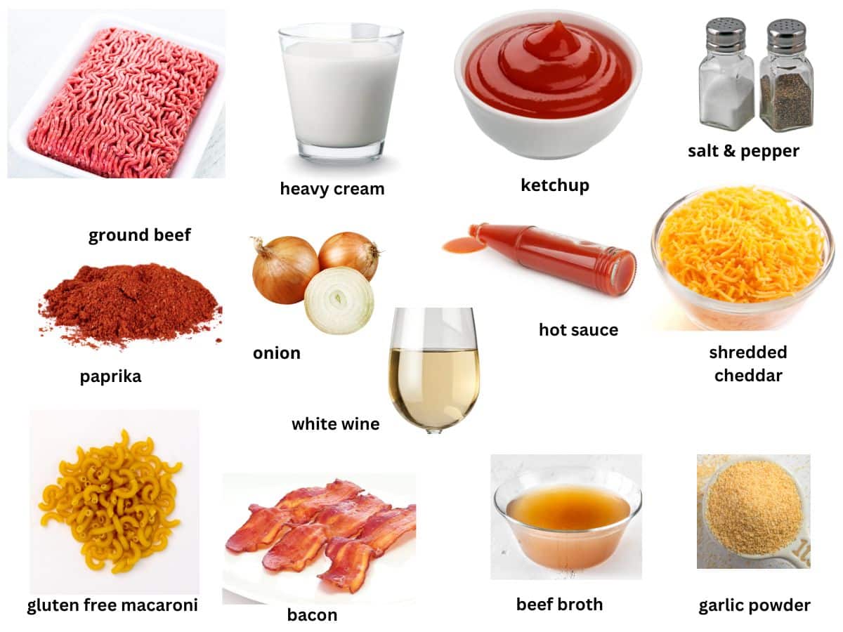 Photos of the hamburger helper ingredients.