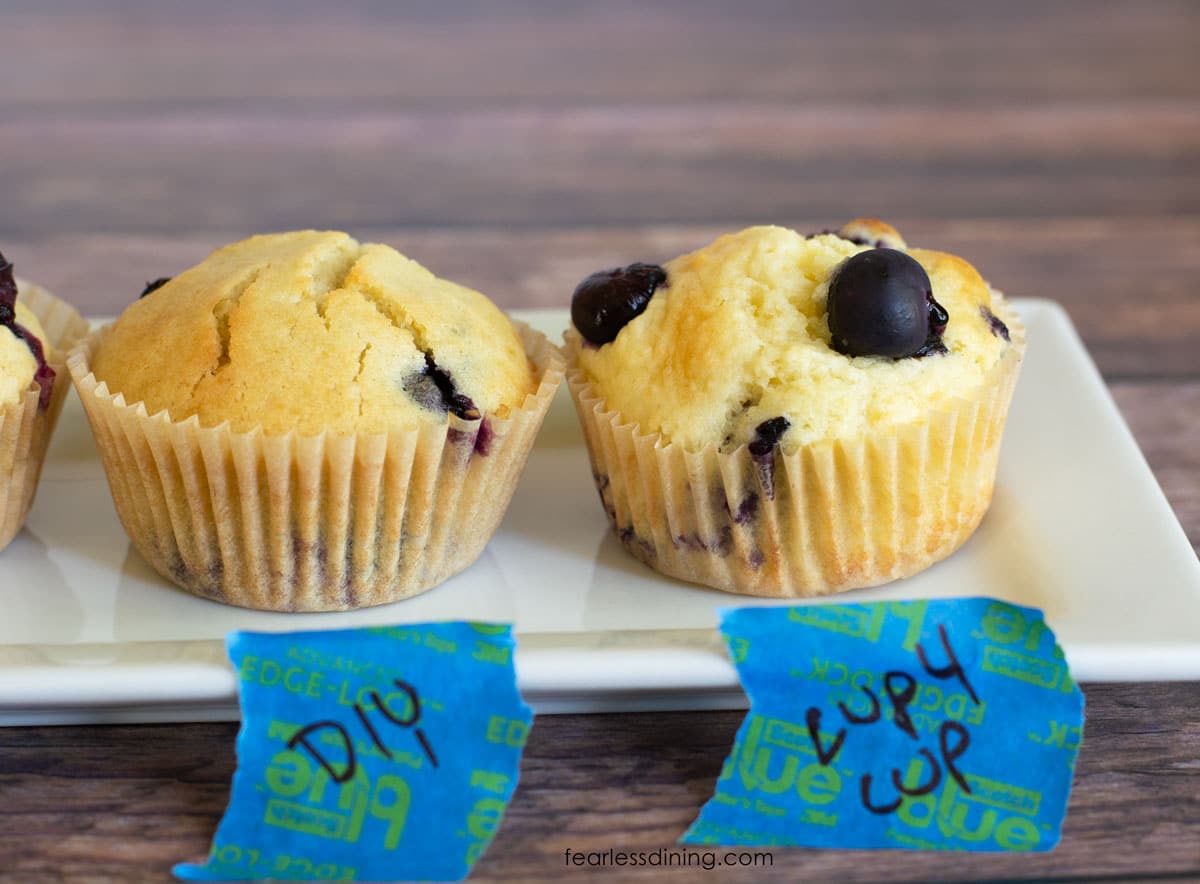 A photo of my diy blend and Cup4Cup muffins side by side.