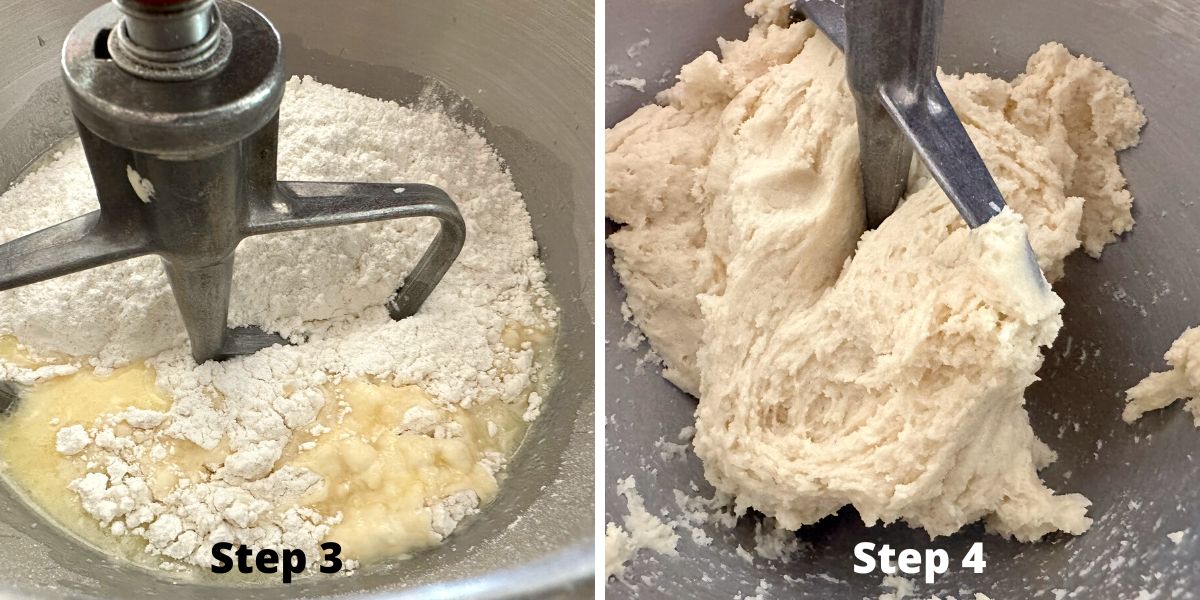 Photos of steps 3 and 4 making the honey rolls.