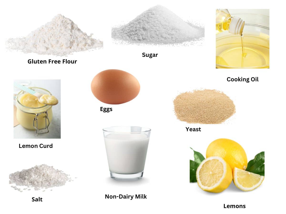 Photos of the lemon rolls ingredients.