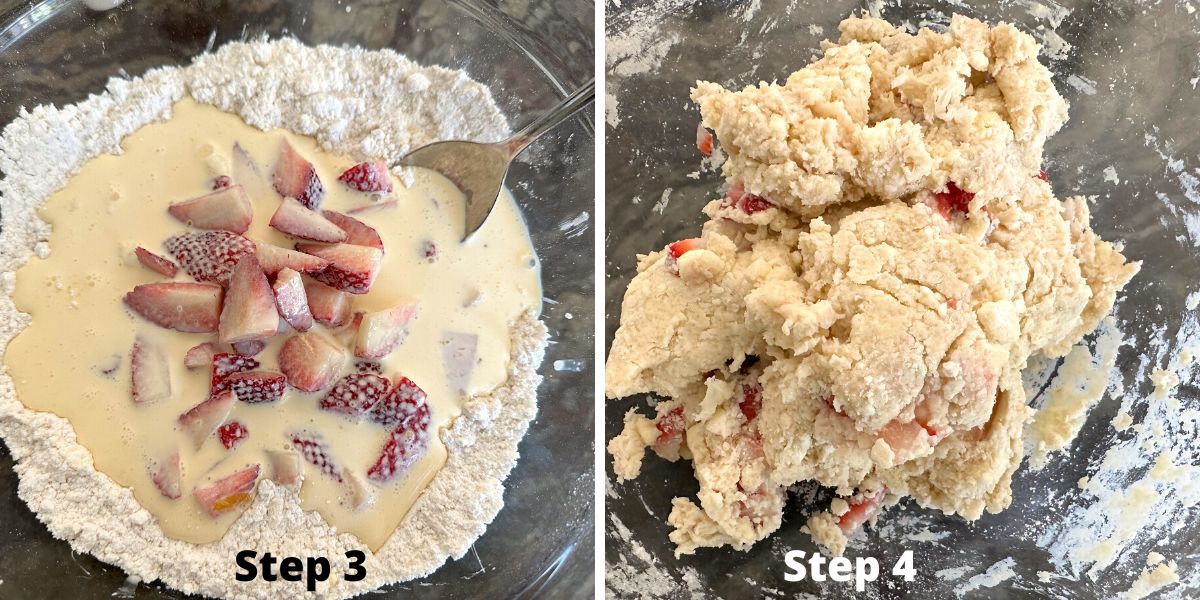 Photos of steps 3 and 4 making scones.