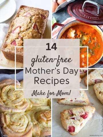 A collage of four mother's day recipe ideas.