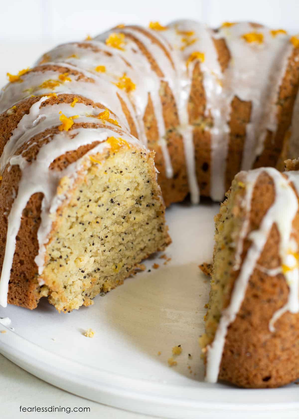 A photo of the inside of the bundt cake.