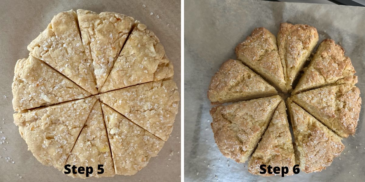 Photos of steps 5 and 6 making scones.